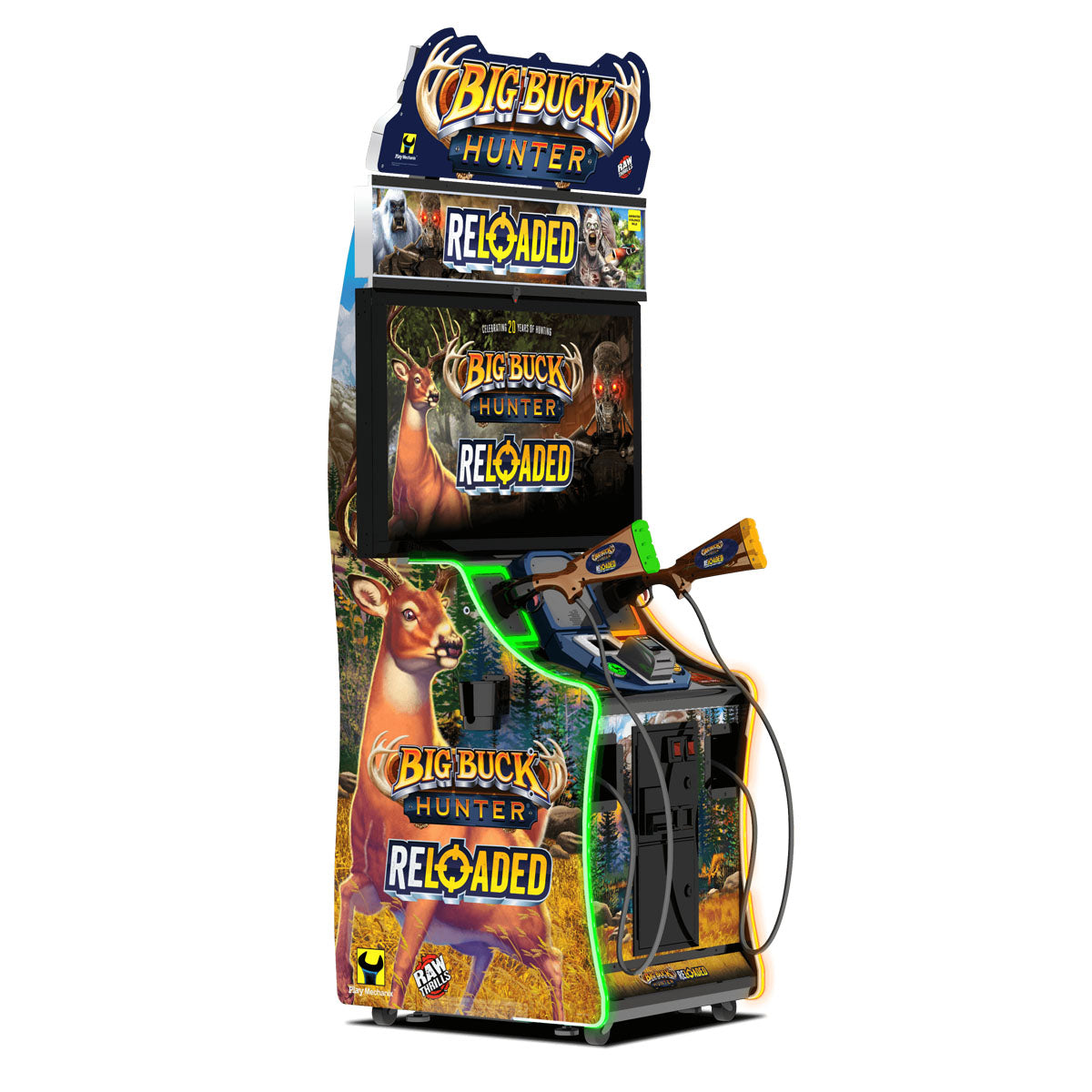 Raw Thrills Big Buck Hunter Reloaded 42" Mini Gun Shooting Arcade Game (Online Edition)