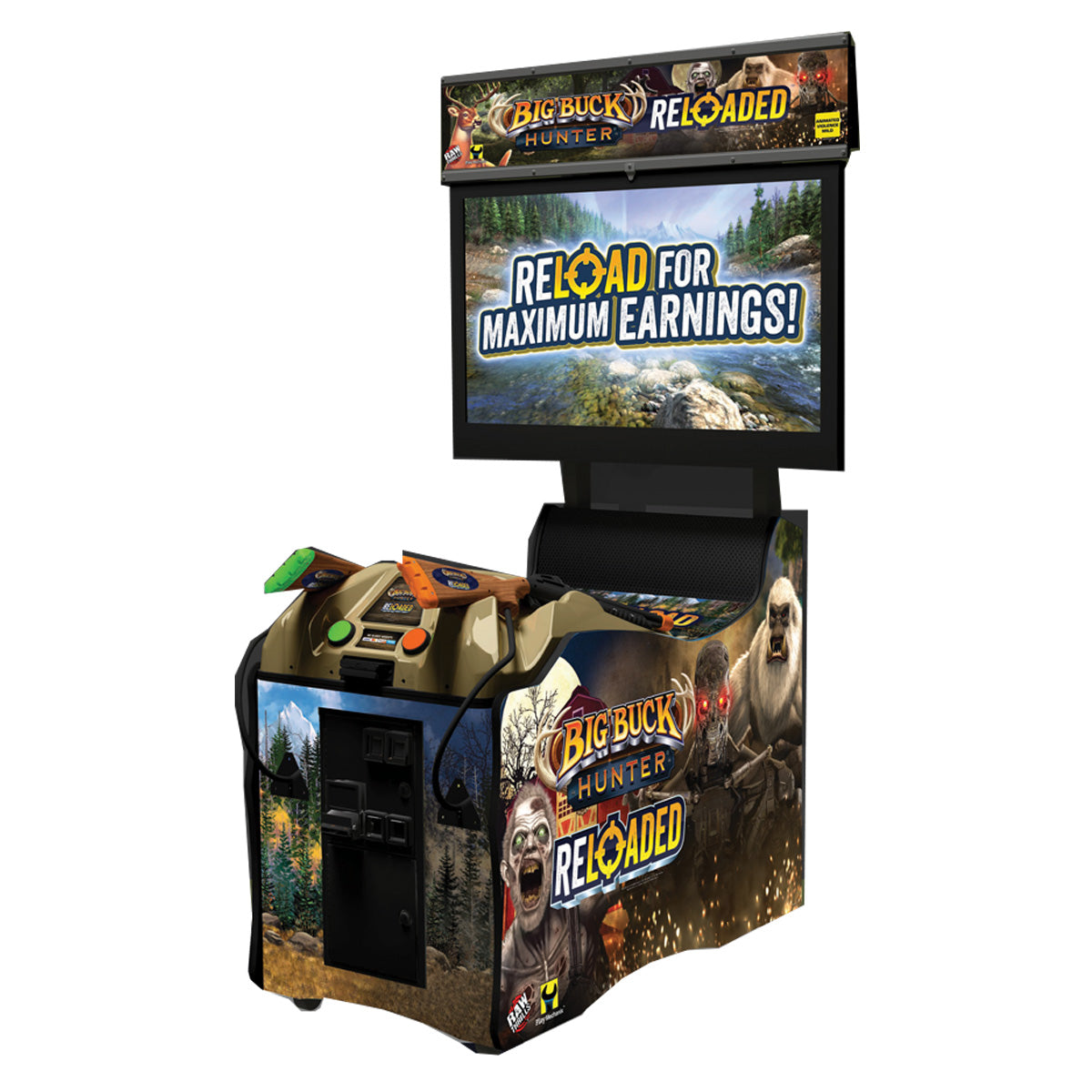Raw Thrills Big Buck Hunter Reloaded Panorama Gun Shooting Arcade Game (Online Edition)